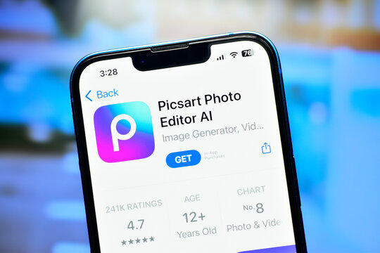 New Delhi, India 10 September 2023:- Picsart photo editor application on iphone used to edit photos