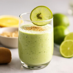 a kiwi lime smoothie with lime zest
