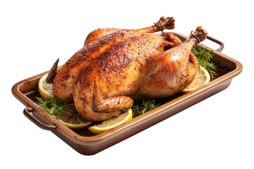 roasted chicken on a white background