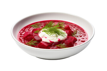 Borscht in a white plate. png file