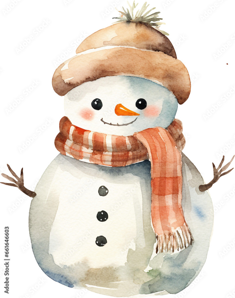 Aufkleber snowman watercolour illustration created with generative ai technology