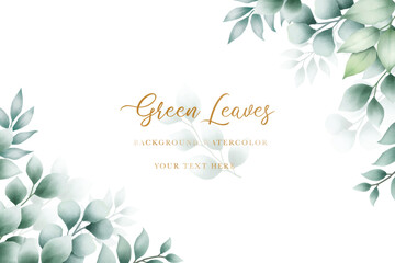 Beautiful green leaves background watercolor 