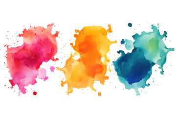 of 4 Abstract Watercolors on isolated background