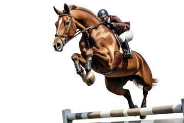 Horse Leaping Over Hurdles on isolated background - obrazy, fototapety, plakaty
