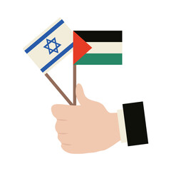 palestine and israel flags with flags waving