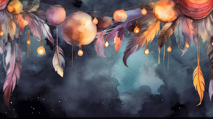 Watercolor Birthday Card Mockup, Generative AI