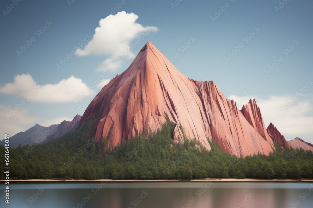 Wall mural A mountain with a lake in front of it. AI.