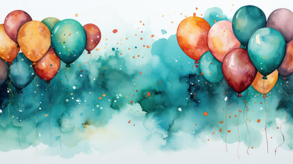 Watercolor Birthday Card Mockup, Generative AI