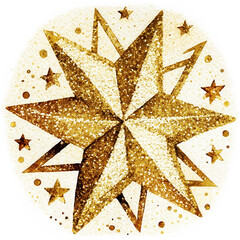 Świąteczna złota brokatowa gwiazda  - obrazy, fototapety, plakaty
