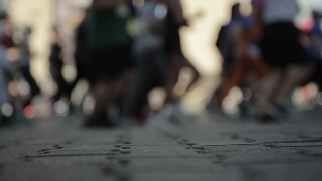 A crowd of people rushing to the sale