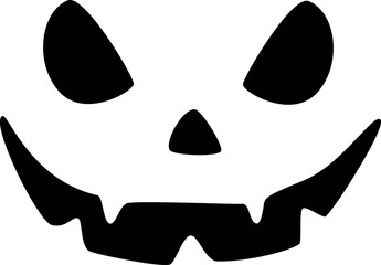 Halloween pumpkin cute scary silhouette face. 