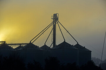 Grain storage steel silos, Buenos Aires Province, Patagonia, Argentina
