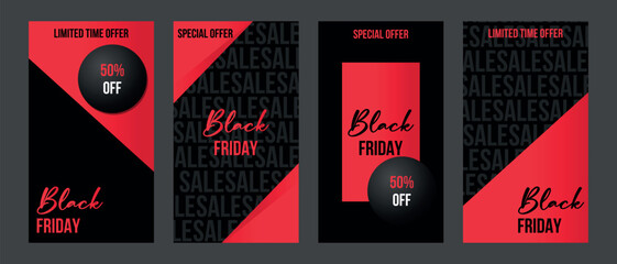 Black Friday Sale for Social Media. Screen background for stories and posts, mobile application, banners, postcards. Stories template.