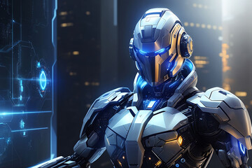 concept of cybersecurity and data protection with a futuristic and cyberpunk-inspired theme.