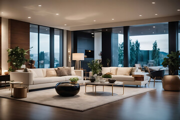 Fototapeta premium The concept of the Internet of Things with an image of a smart home, featuring various connected devices and appliances 