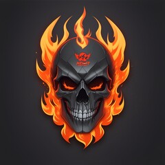 head skull fire mascot and esport gaming logo, AI generated