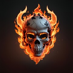 head skull fire mascot and esport gaming logo, AI generated