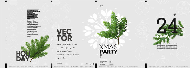 Merry Christmas and happy new year. 2024. Modern minimalistic Christmas banner. Vector illustration with elements of typography. - obrazy, fototapety, plakaty