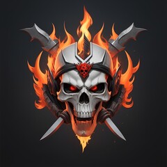 Fototapeta premium head skull fire mascot and esport gaming logo, AI generated