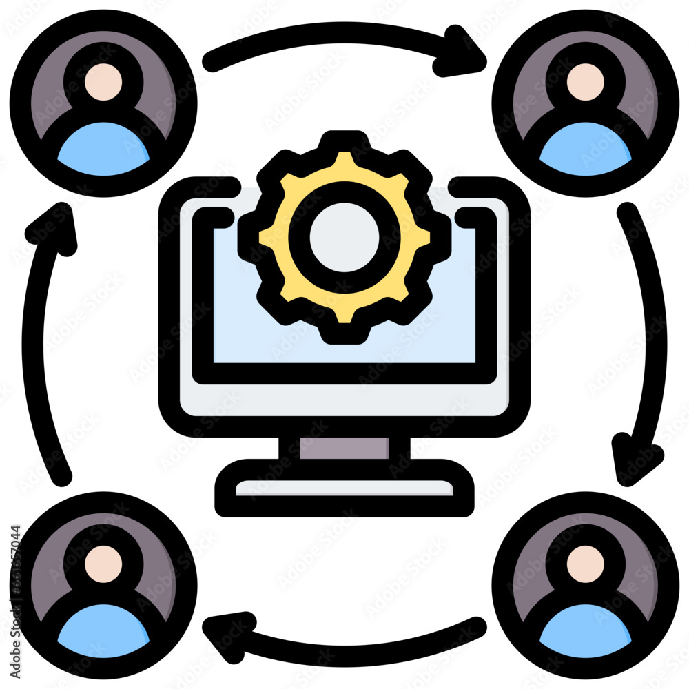 Poster collaboration tools outline color icon