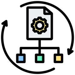 Workflow Automation Outline Color Icon
