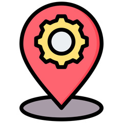 Work Location Outline Color Icon
