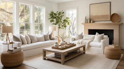 Spotless living room bathed in soft natural light 