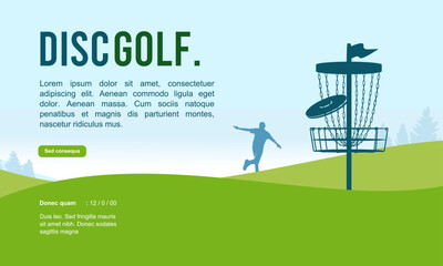 Great editable vector flat of discgolf throwing illustration with beautiful scene best for any digital graphic and printing purpose