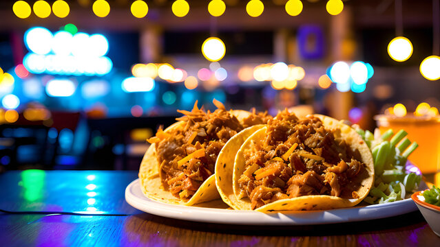 Pulled pork tacos on a table