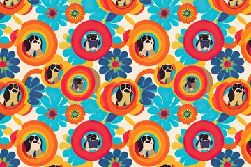Pugs Wallpaper: Multitude of Pugs in Pop Art Style - Unique Pug-themed Wall Decor, generative AI