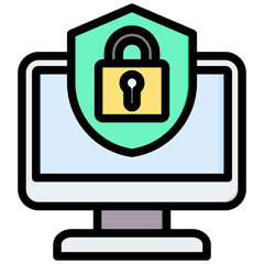 Computer Security Outline Color Icon