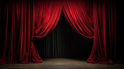 An image of a red curtain on a deep velvety black background.