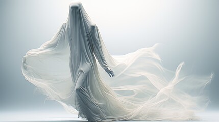 An image of a translucent creepy Halloween ghost.