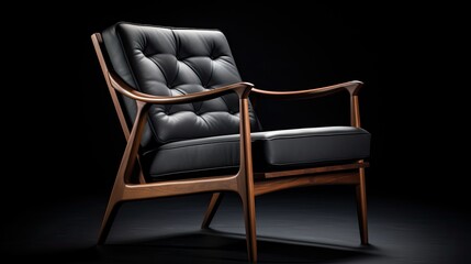Image a modern armchair placed against a black background.
