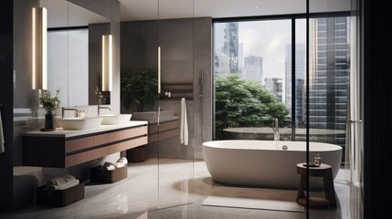 Image of a bathroom in a modern apartment.