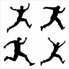Fototapeta na wymiar Set silhouette of a person jumping
