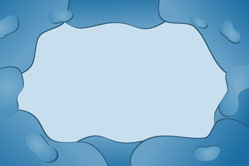 Blue frame with gradient, winter border with copy space, vector