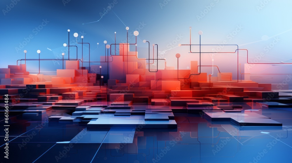 Wall mural a blue technology background with futuristic elements. generative ai.