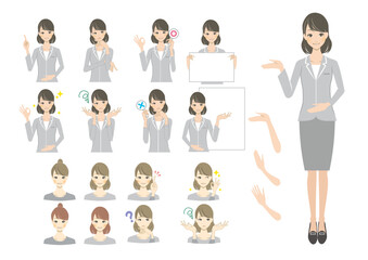 スーツを来た社会人女性のイラスト	
