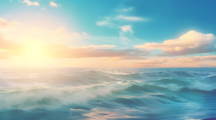 Fototapeta premium sea wave in pastel colors of sunset sky - summer background