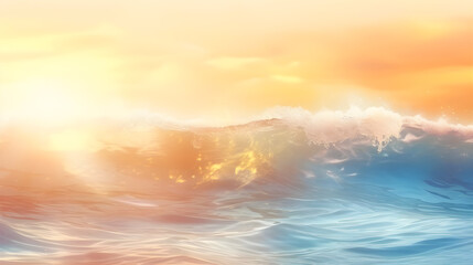 Naklejka na ściany i meble sea wave in pastel colors of sunset sky - summer background