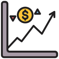 Share Price Outline Color Icon