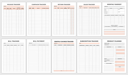 Mileage Tracker,Campaign Tracker,Return 
Minimalist  Tracker,Sales Tracker,Monthly Budget,Bill Tracker,bill Payment,Monthly Savings Tracker,subscription Tracker,project planning sheet,Product Planner,
