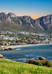Acrylic prints Camps Bay Beach, Cape Town, South Africa Camps bay and the Twelve Apostles mountain from Fourth Beach, Clifton, Cape Town, South Africa