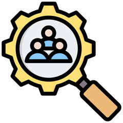 Human Resource Management Outline Color Icon