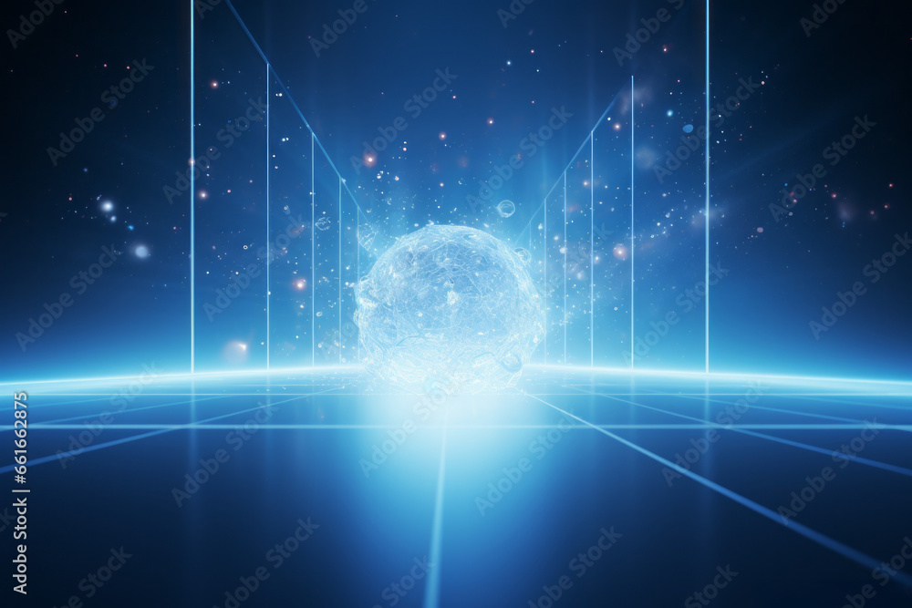 Poster abstract futuristic neon backdrop. background with selective focus and copy space