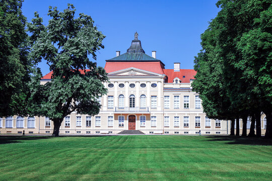 Rogalin, Poland (June 22, 2022) - Rogalin Palace in sunny summer scenery.
