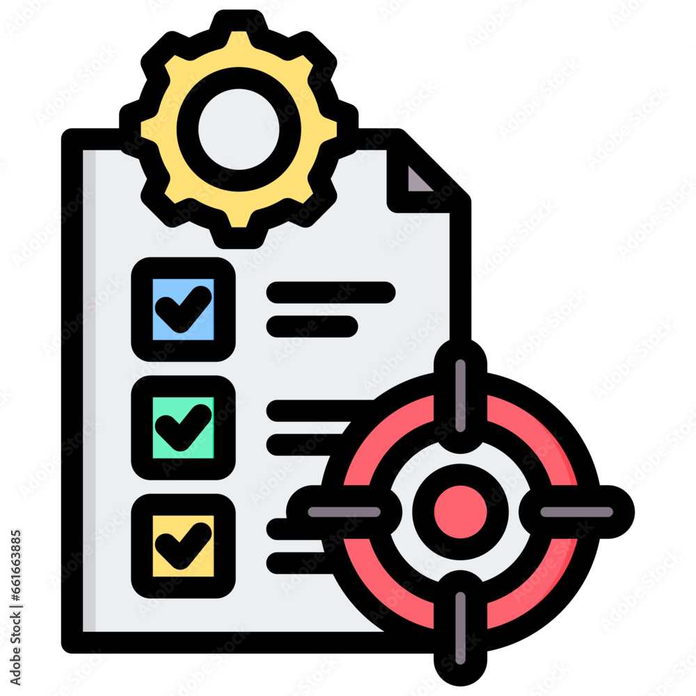 Poster objective outline color icon