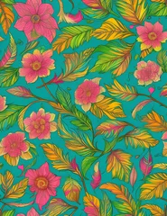 Zelfklevend Fotobehang seamless pattern with flowers © PSSA