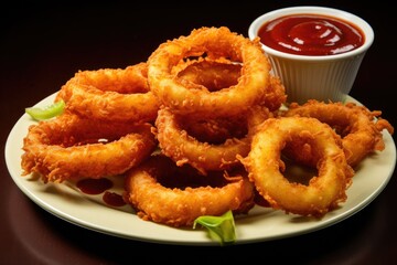 Ketchup with golden onion rings